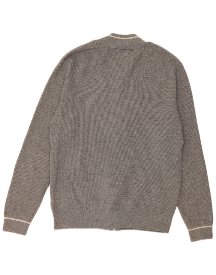 Suéter cardigã masculino Marks & Spencer pequeno poliéster cinza