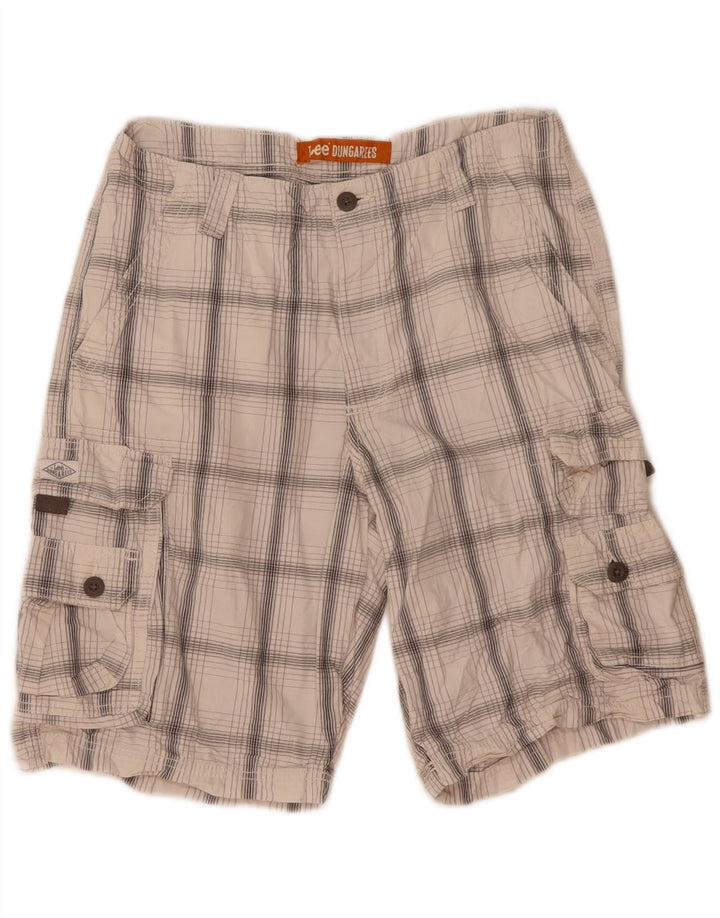 Lee Mens Cargo Shorts W32 Médio Algodão Xadrez Branco