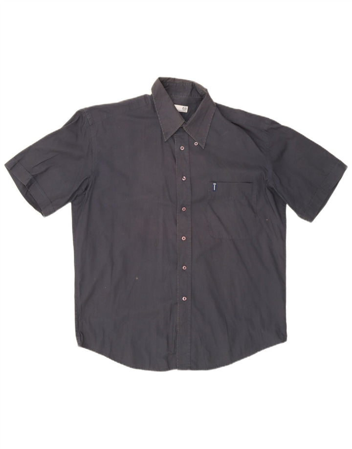 Camisa feminina de manga curta Sergio Tacchini Reino Unido 14 algodão azul marinho médio