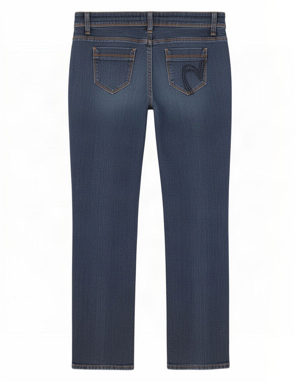 Marks & Spencer Feminino Per Una Straight Jeans Reino Unido 10 Pequeno W27 L27 Azul Marinho