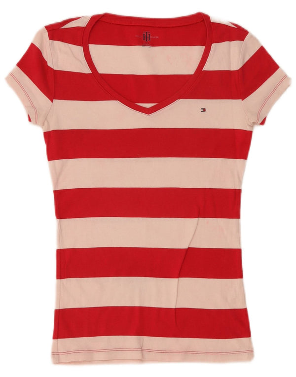Tommy Hilfiger Camiseta Feminina Top UK 6 XS Listrado Vermelho