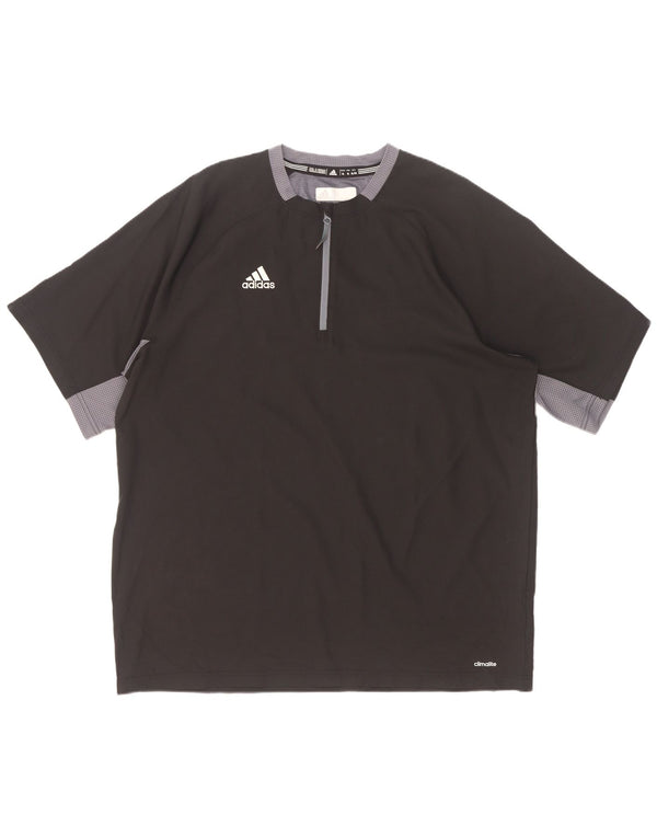 Adidas Mens Climalite Zip Neck T-Shirt Top XL Preto Colourblock Poliéster