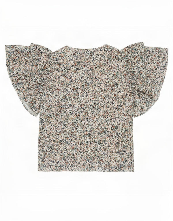 Blusa feminina Zara Batwing Top UK 14 Médio Algodão Floral Multicolorido