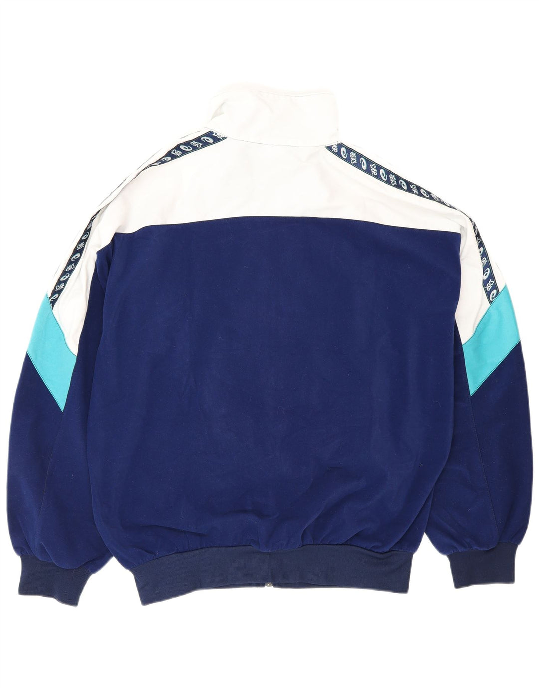 Asics Mens Tracksuit Top Jacket Grande Azul Marinho Colourblock Poliéster