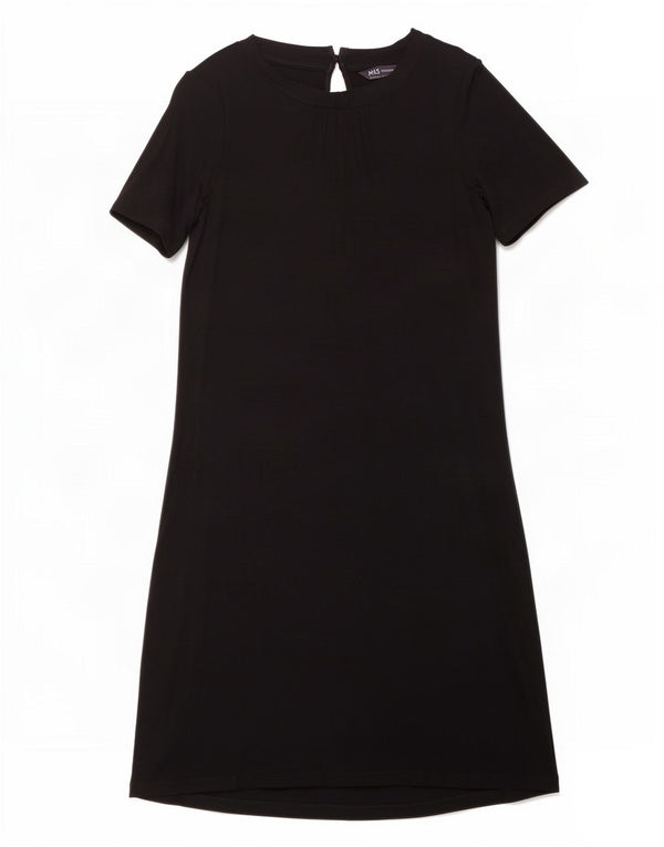 Vestido feminino Marks & Spencer A-Line UK 8 pequeno preto viscose