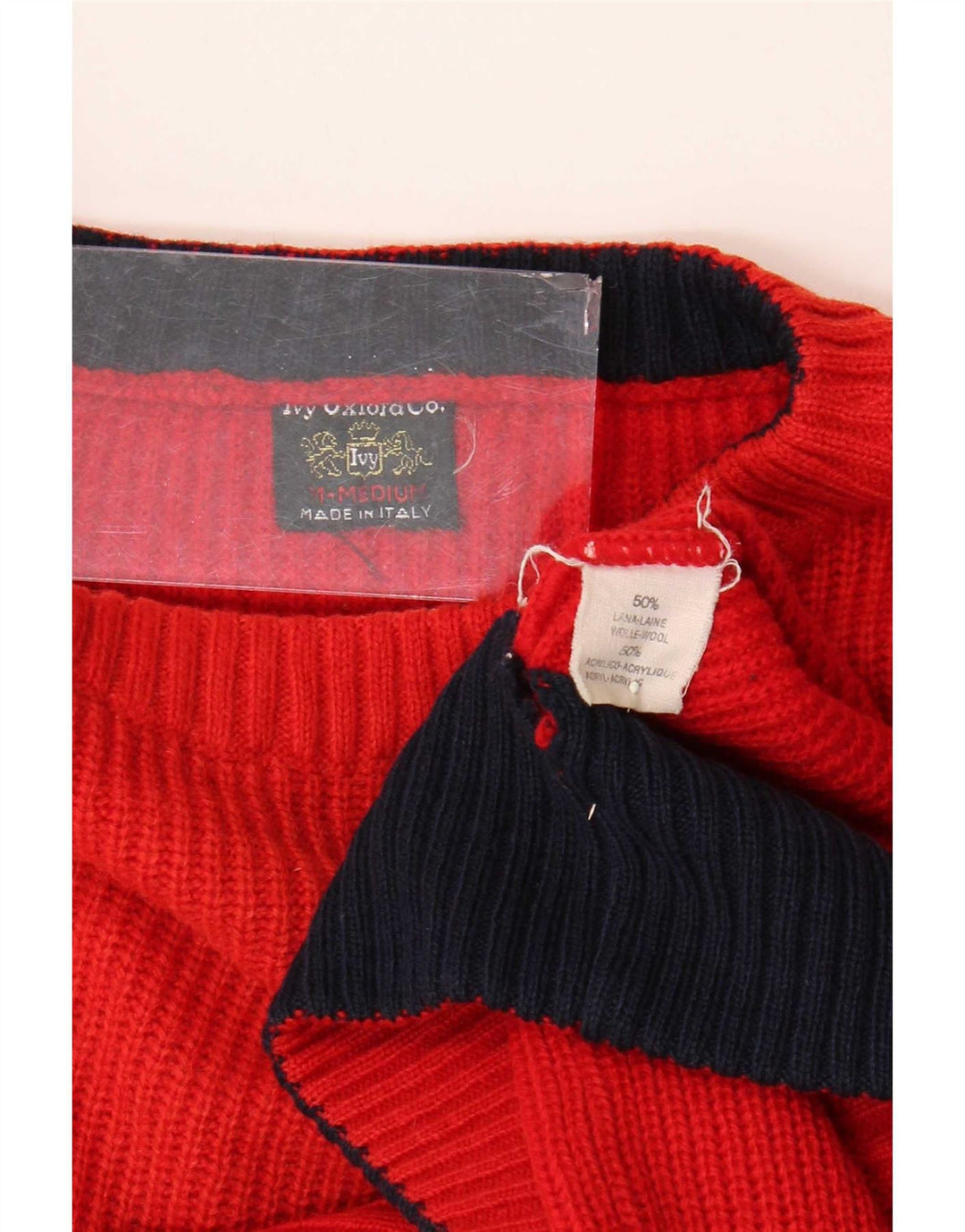 Suéter masculino Ivy Oxford com gola redonda de lã vermelha média