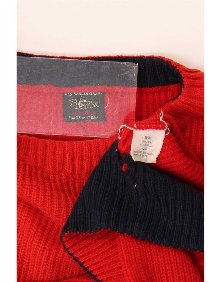 Suéter masculino Ivy Oxford com gola redonda de lã vermelha média