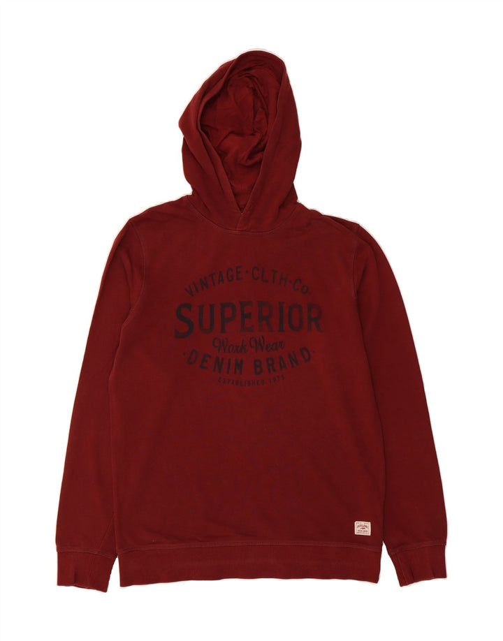 JACK & JONES Mens Graphic Hoodie Jumper Large Burgundy Cotton Vintage Jack & Jones and Second-Hand Jack & Jones from Messina Hembry 