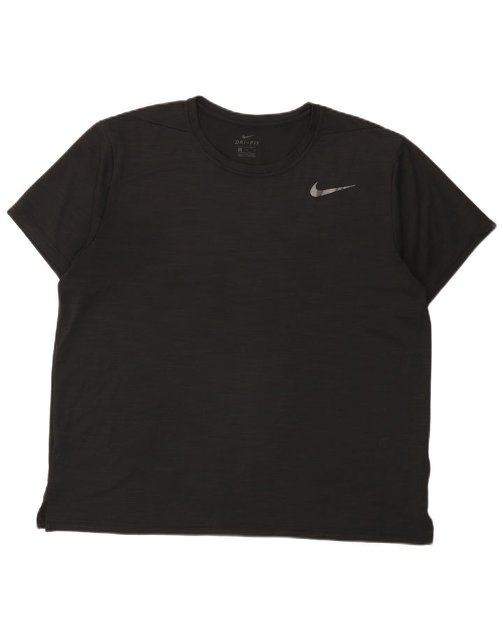 Camiseta masculina Nike Dri Fit Top XL preta manchada de poliéster