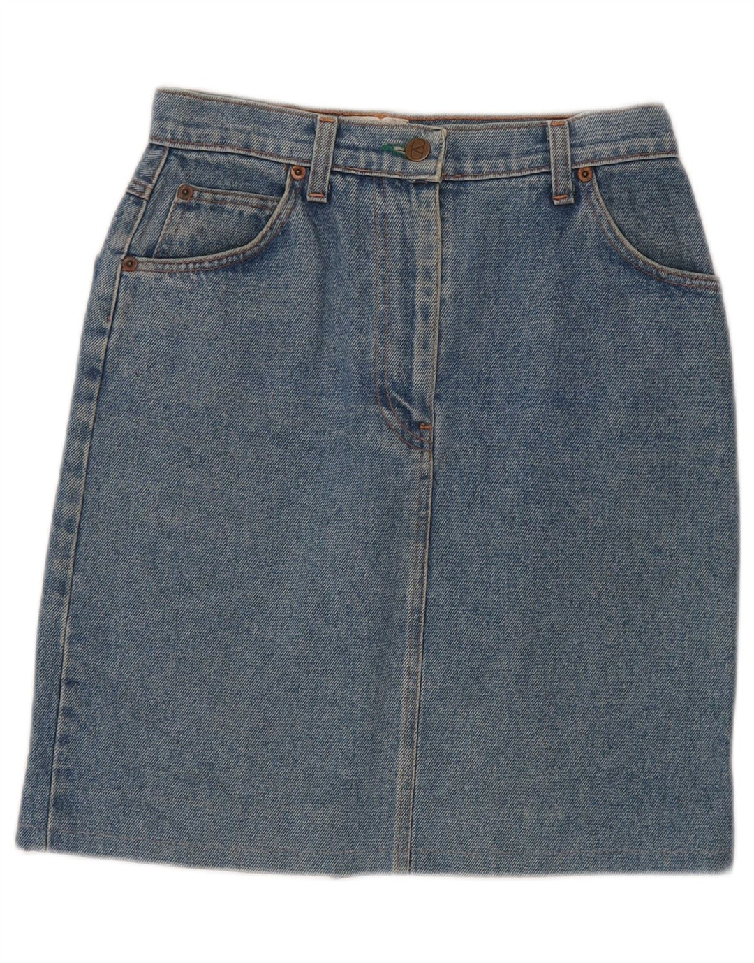 Saia jeans feminina Valentino W26 pequeno algodão azul