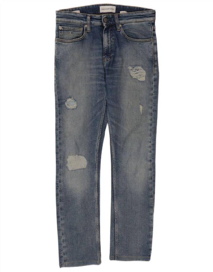 Calvin Klein Jeans masculino desgastado slim W29 L28 algodão azul