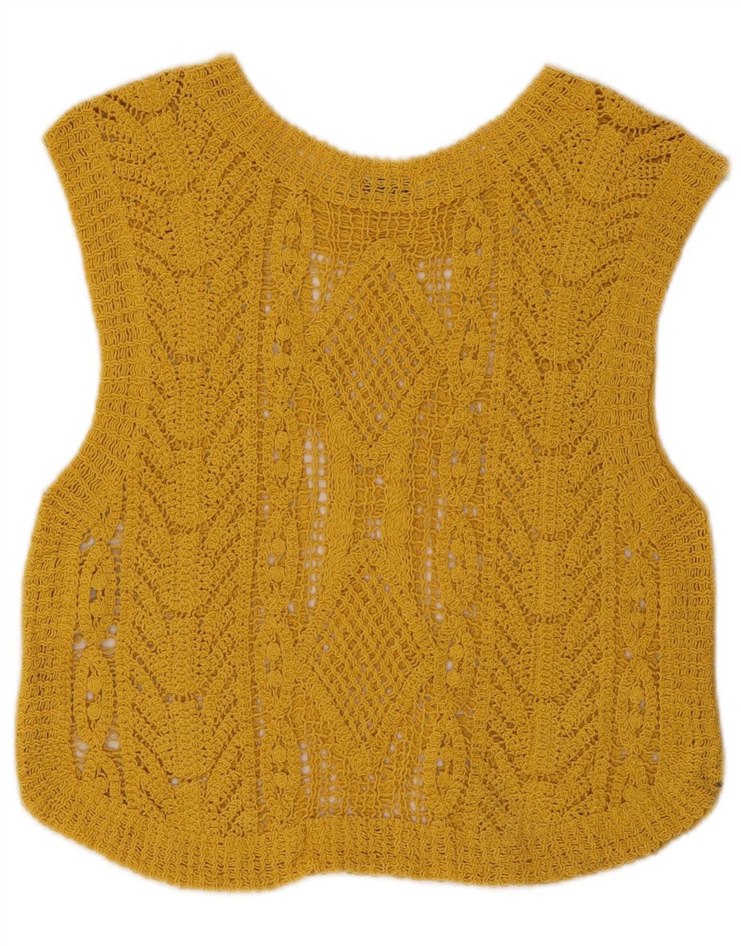 Zara Womens Crop Crochet Vest Top Reino Unido 12 Médio Amarelo