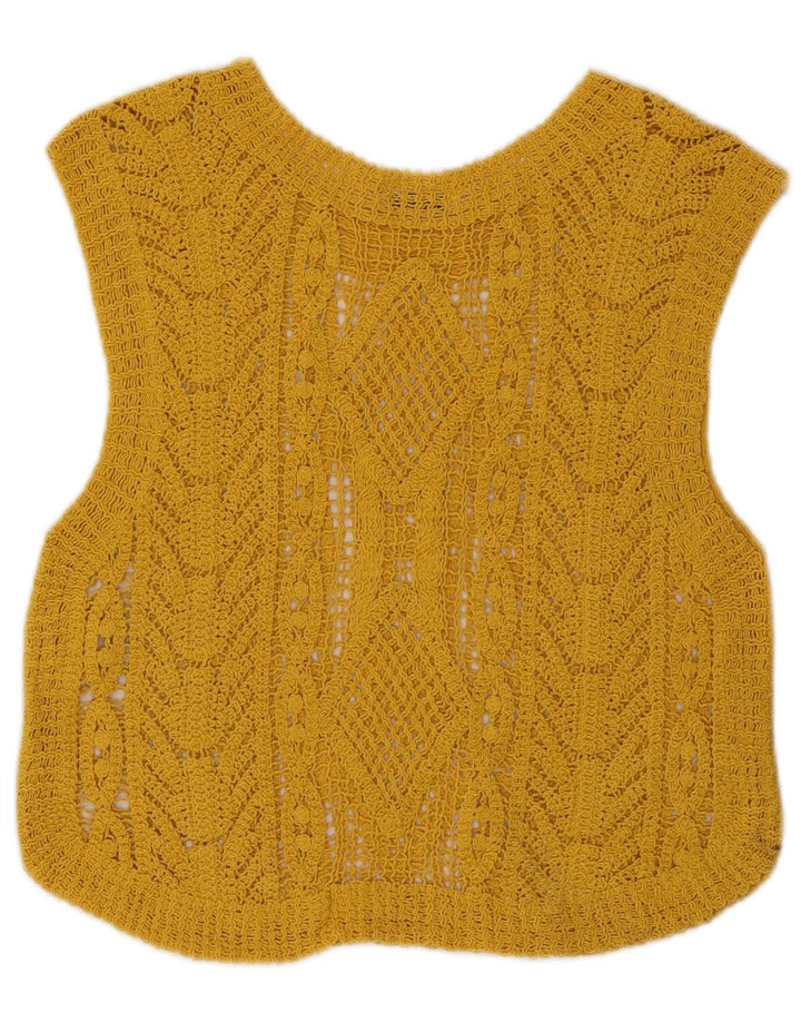 Zara Womens Crop Crochet Vest Top Reino Unido 12 Médio Amarelo