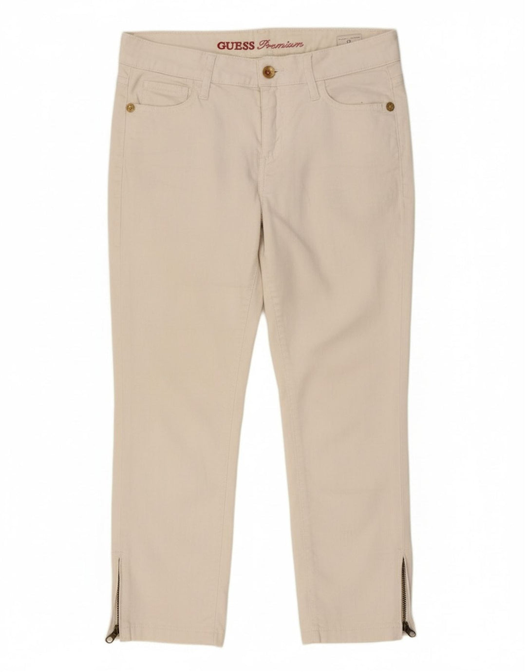 Calça feminina slim cropped GUESS W31 L24 algodão branco
