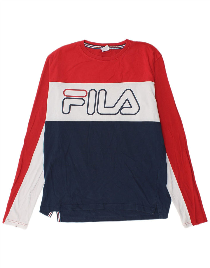 Fila Mens Tennis Graphic Top Manga Longa IT 46 Pequeno Multicolorido