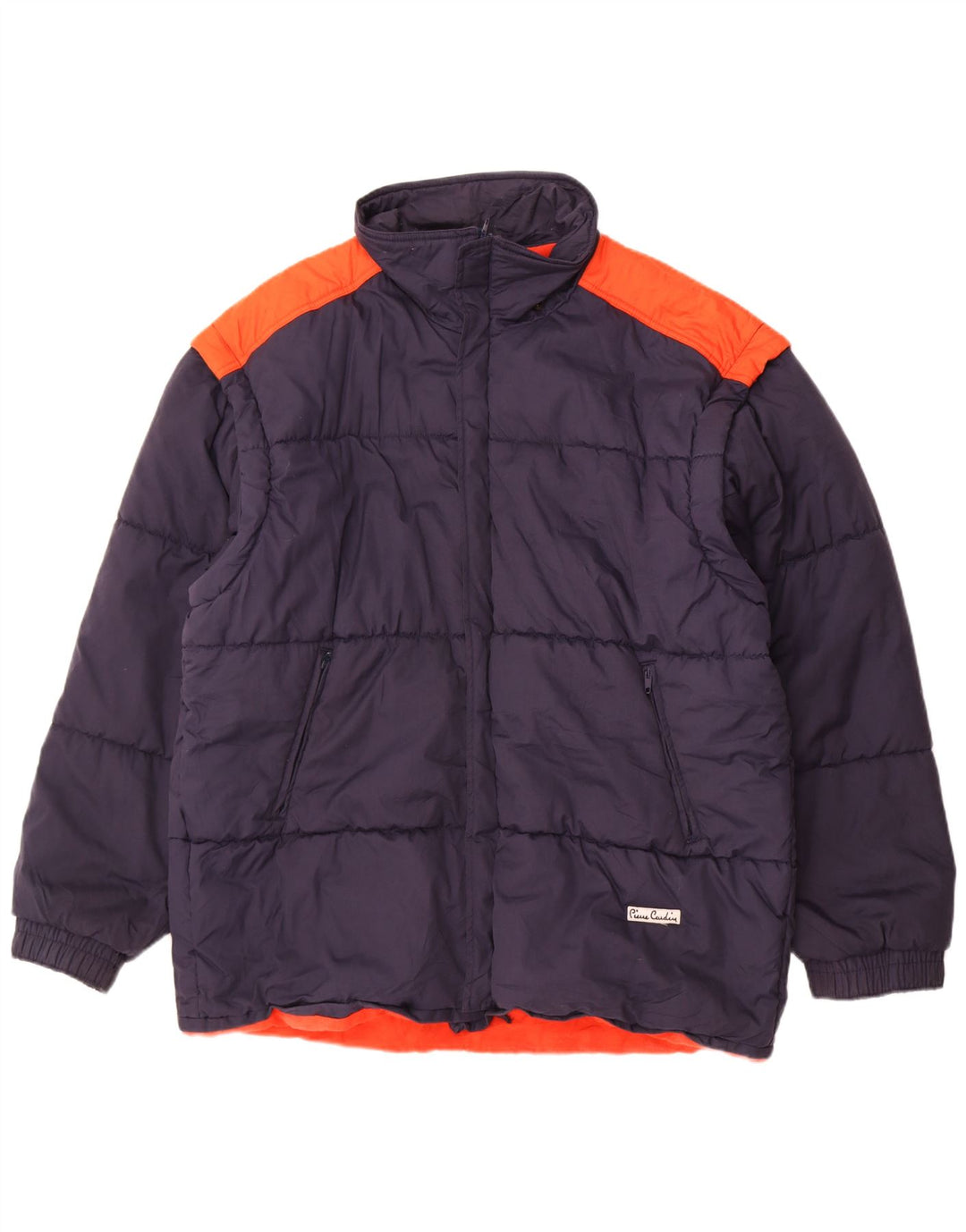 Jaqueta acolchoada masculina Pierre Cardin UK 42 XL azul marinho colorblock