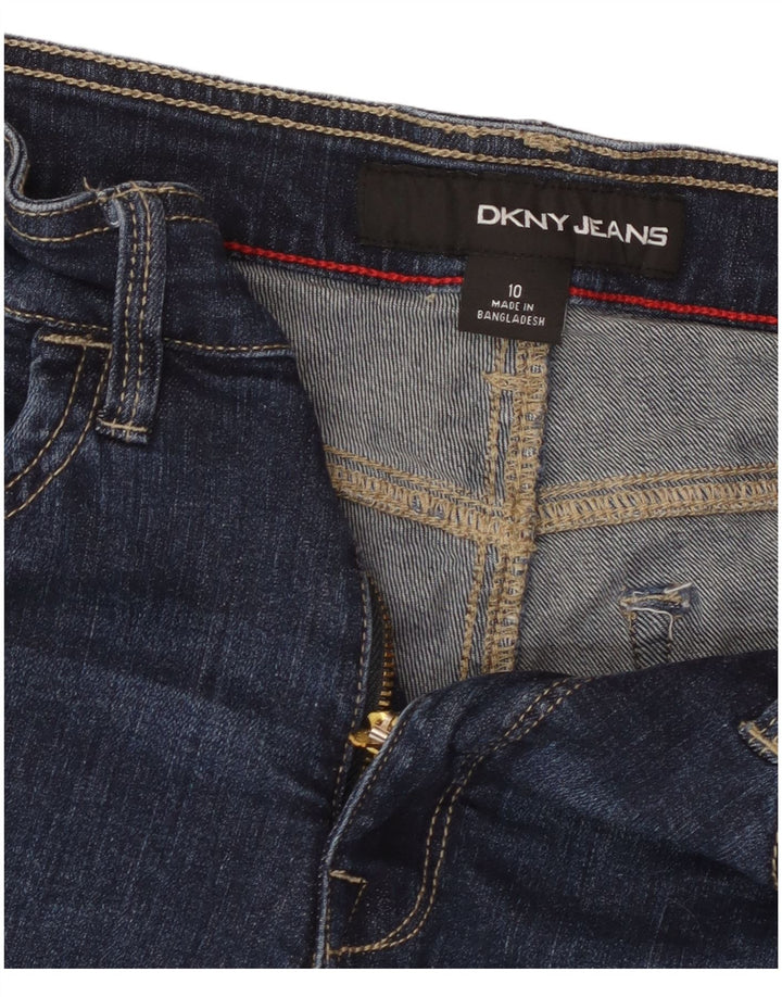 Shorts jeans feminino DKNY US 10 grande W30 algodão azul