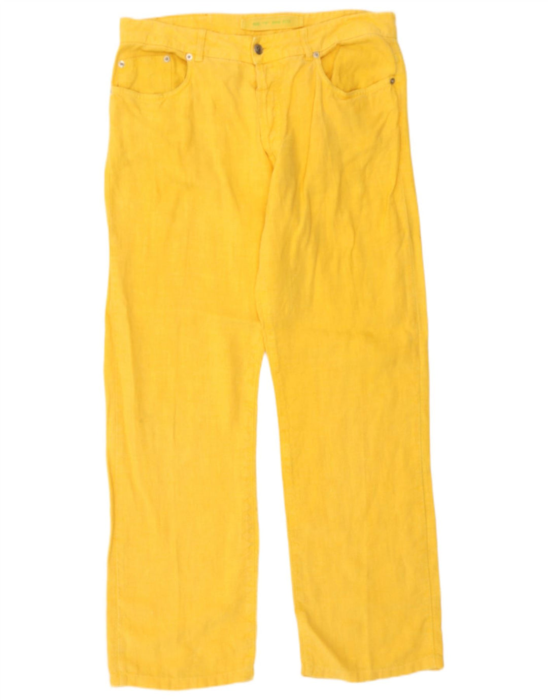 Calça casual reta masculina Etro W34 L30 linho amarelo