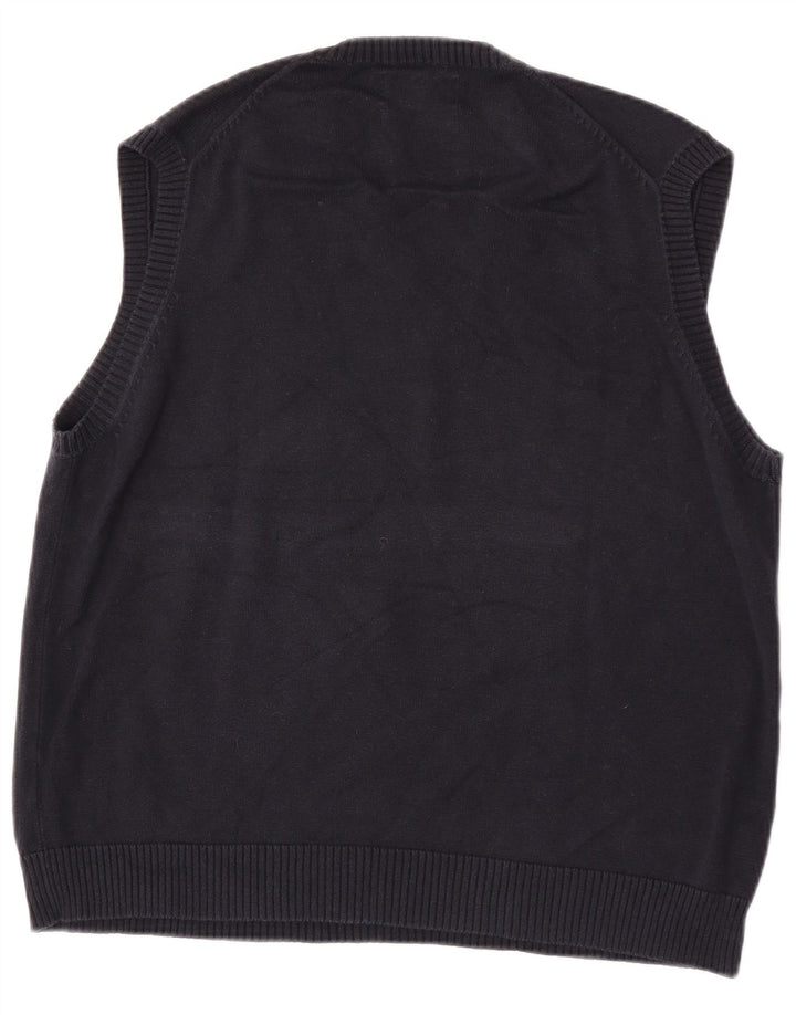 Regata masculina Marks & Spencer Blue Harbour Vest grande algodão azul marinho