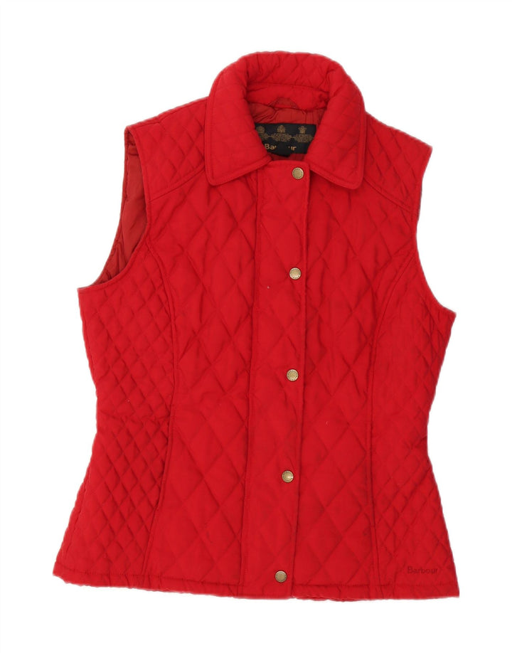 Colete acolchoado feminino BARBOUR UK 12 poliéster vermelho médio