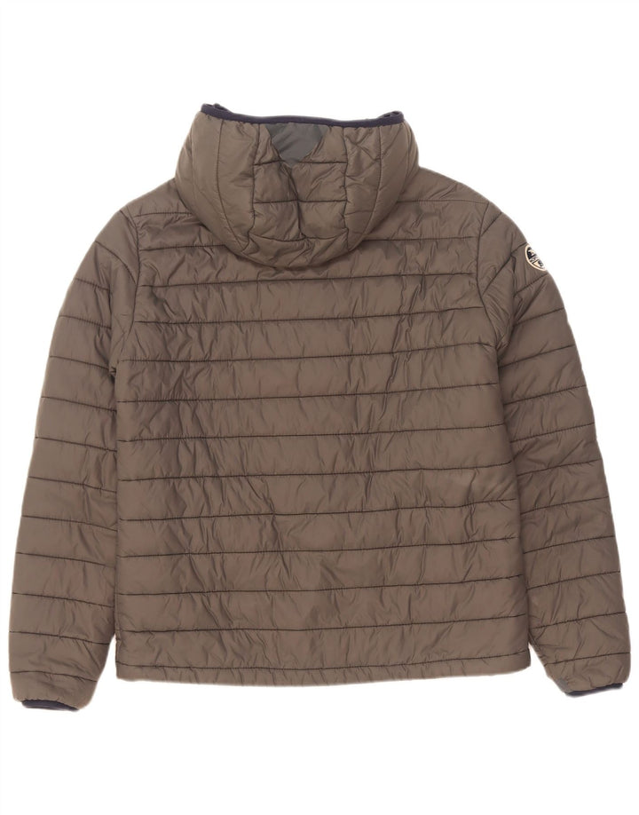 Jaqueta masculina acolchoada com capuz North Sails UK 36 pequena cinza nylon