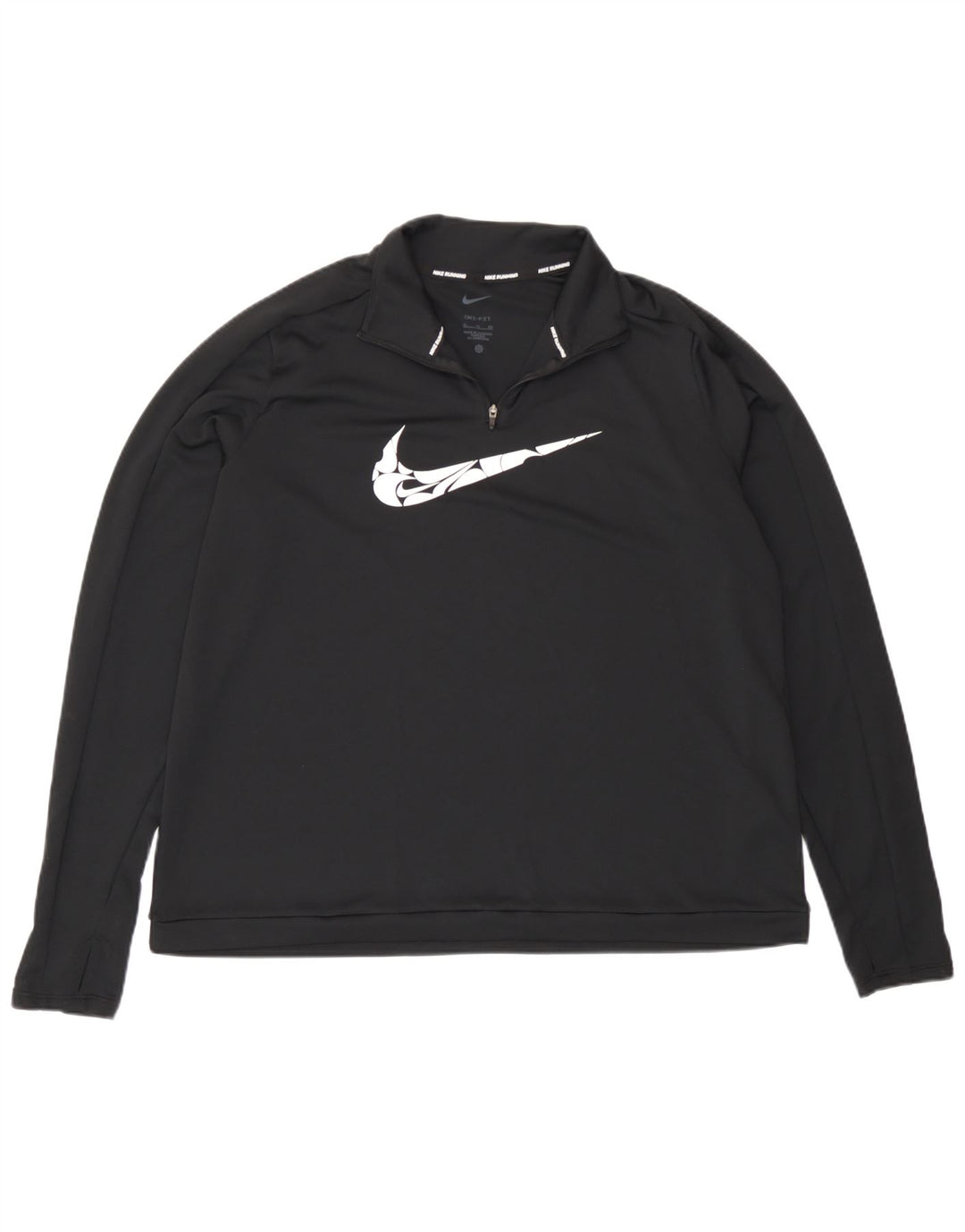 Pulôver feminino Nike Dri Fit gráfico com zíper e gola alta UK 18 XL preto