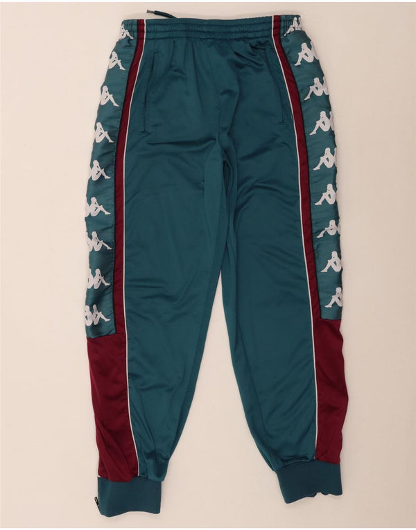 Calça de treino masculina Kappa com estampa gráfica e joggers grande bloco colorido azul