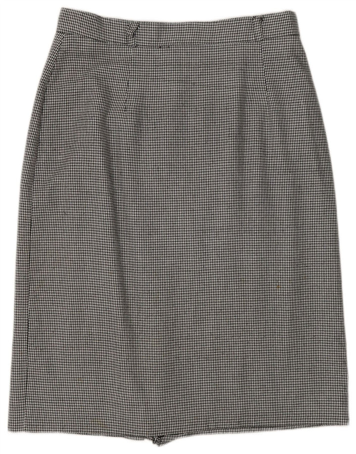 ST. BERNARD saia midi reta feminina Reino Unido 16 grande W30 preto houndstooth