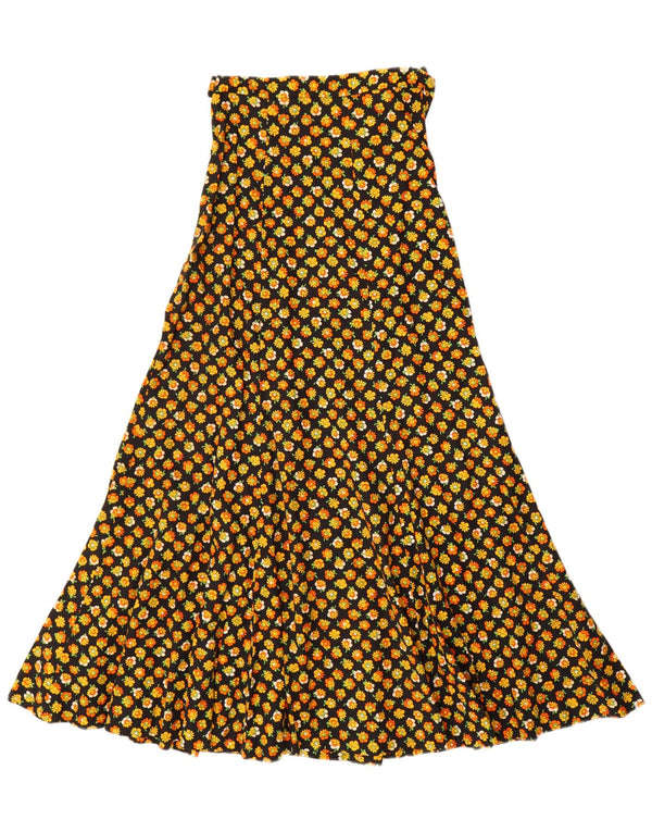 Saia feminina VINTAGE maxi linha A EU 34 2XS W24 algodão floral preto