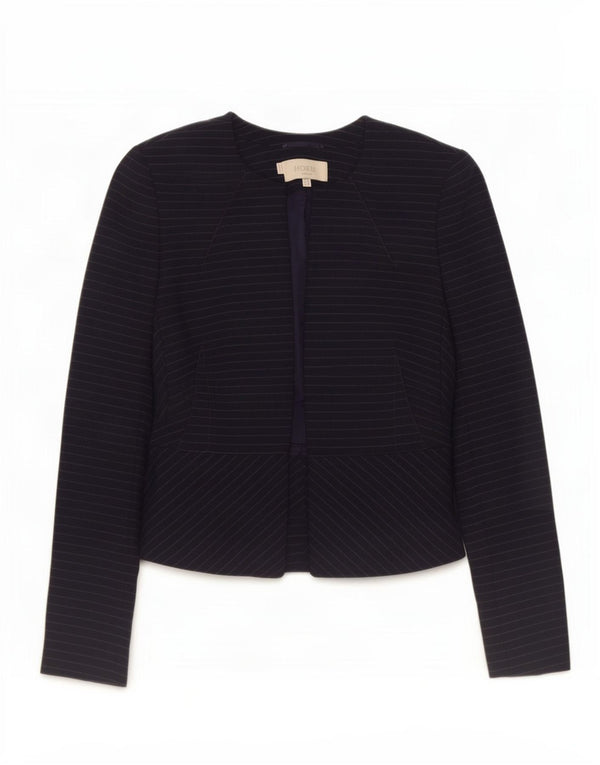 Jaqueta blazer aberta feminina Hobbs Reino Unido 8 poliéster listrado azul marinho pequeno