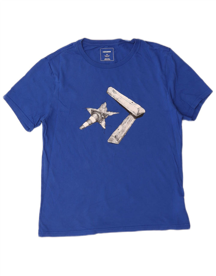 Converse Mens Graphic T-Shirt Top Médio Algodão Azul