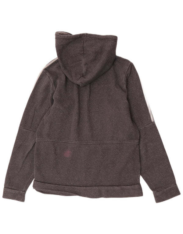 Adidas masculino zip moletom com capuz médio algodão cinza