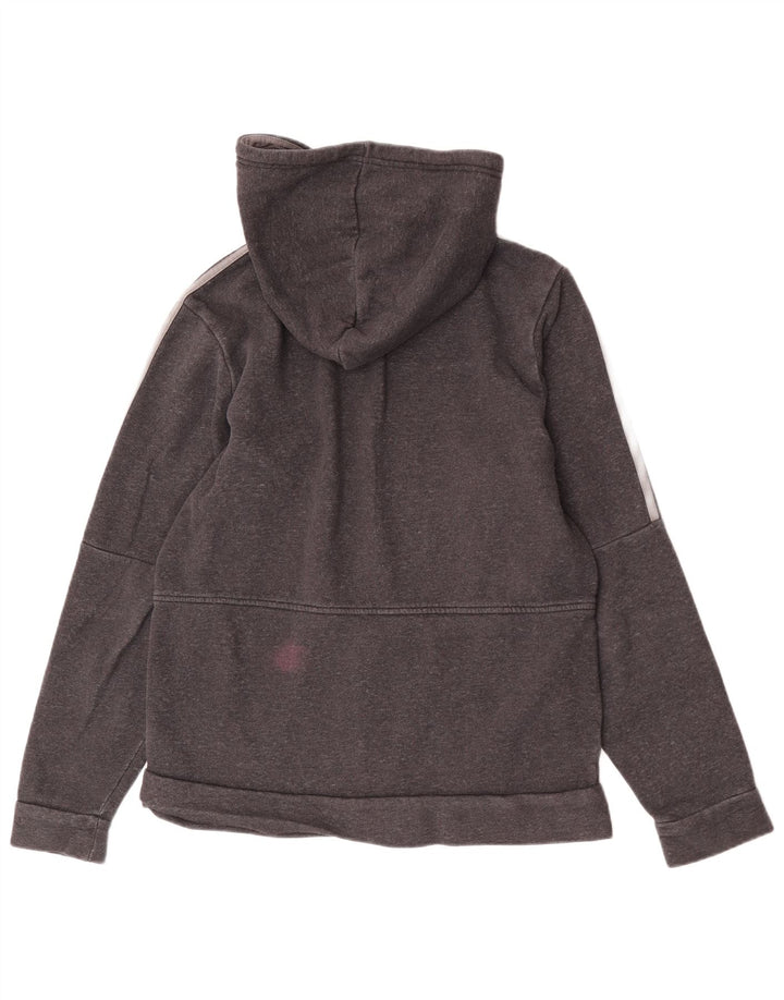 Adidas masculino zip moletom com capuz médio algodão cinza