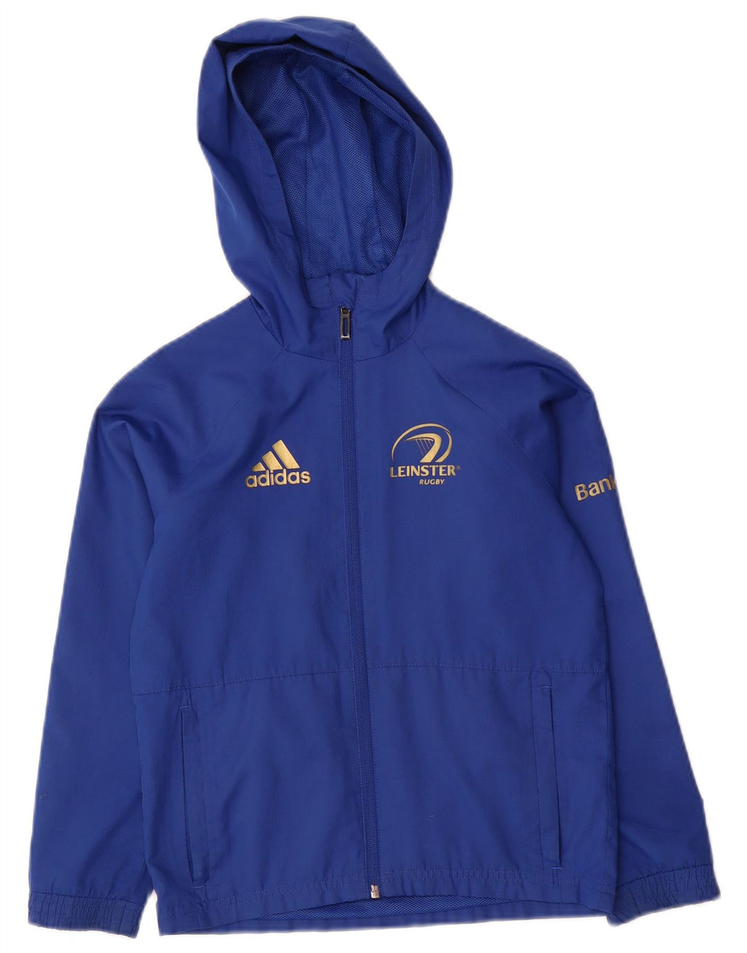 Jaqueta de chuva com capuz Adidas Boys Leinster Rugby 7-8 anos azul poliéster