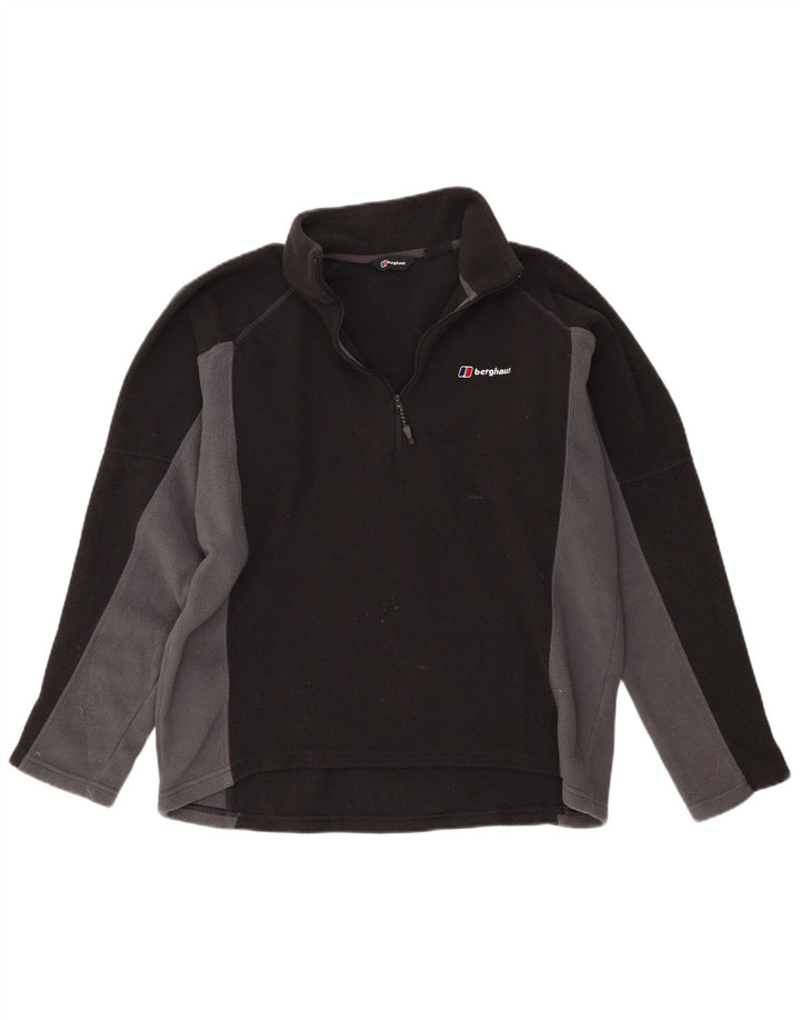 Berghaus Suéter masculino de lã com zíper e gola grande em poliéster colorblock preto