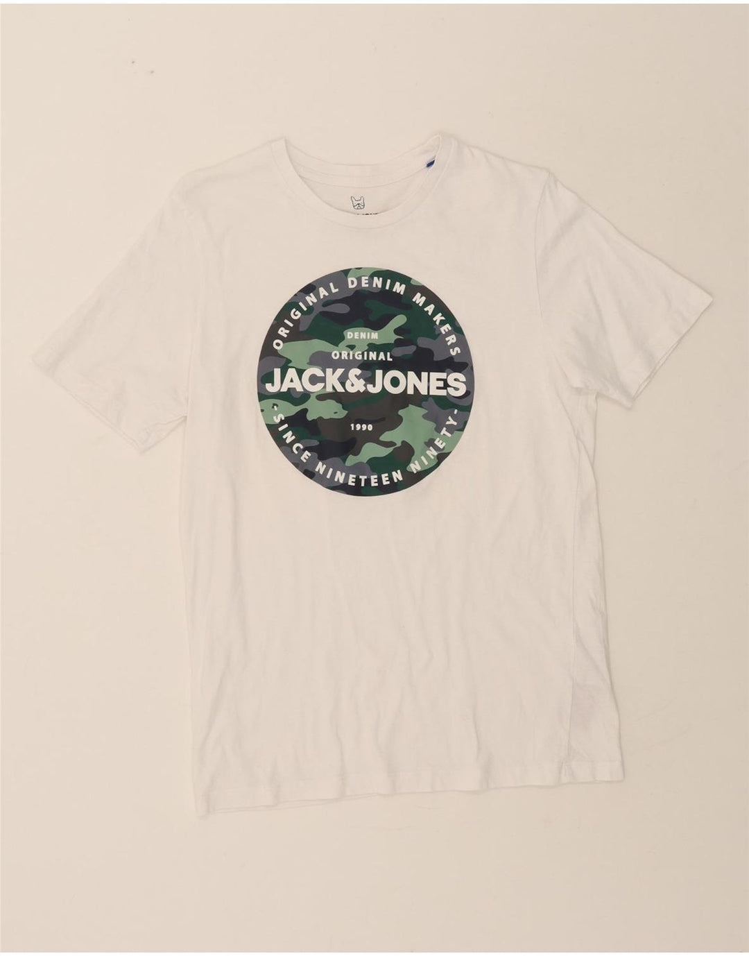 JACK & JONES Boys Graphic T-Shirt Top 15-16 Years White Cotton Vintage Jack & Jones and Second-Hand Jack & Jones from Messina Hembry 