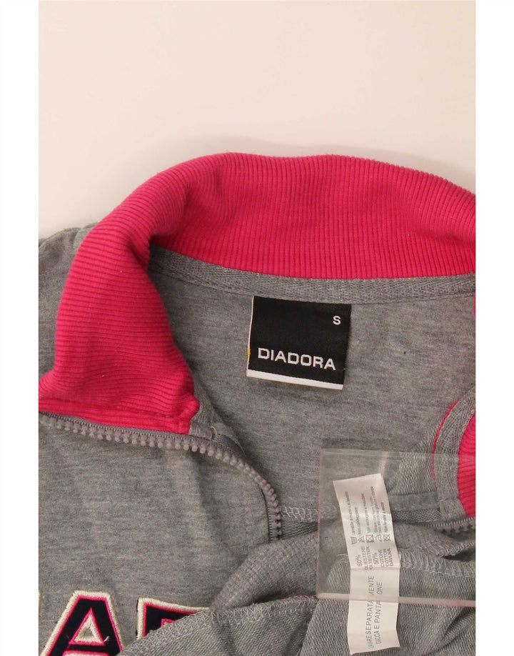 Diadora Womens Graphic Tracksuit Top Jacket UK 10 Small Grey Colourblock