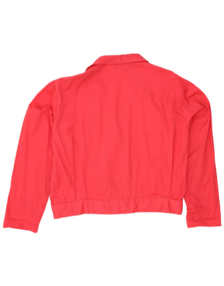 Jaqueta blazer vintage feminina com 3 botões Reino Unido 16 grande algodão rosa