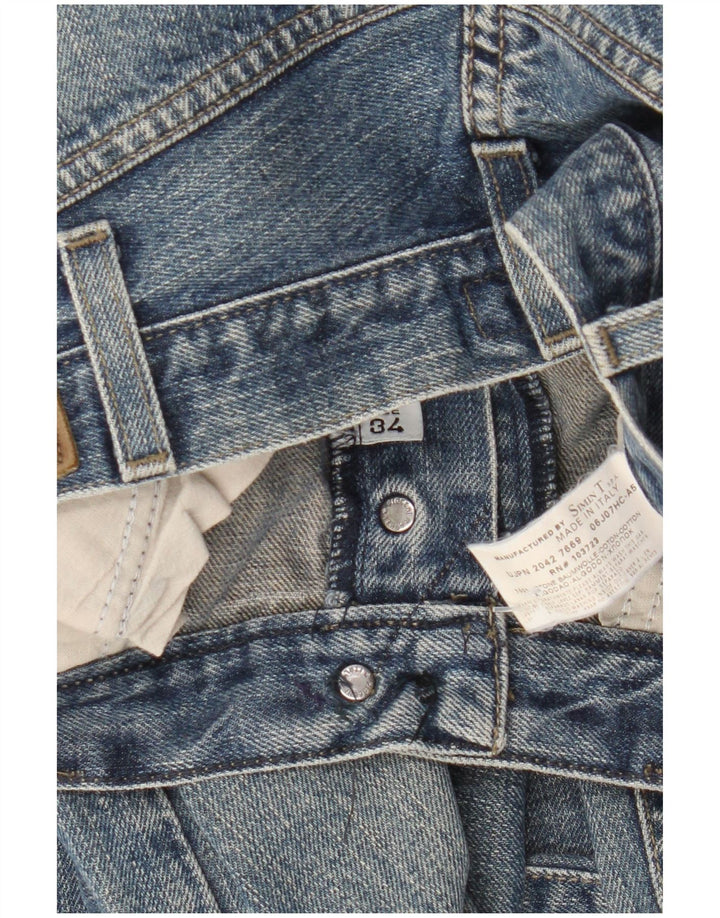 Calça jeans reta masculina Armani desgastada W34 L32 algodão azul