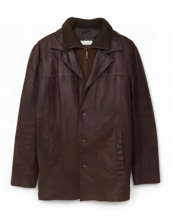 Jaqueta de couro masculina Bata IT 54 2XL marrom