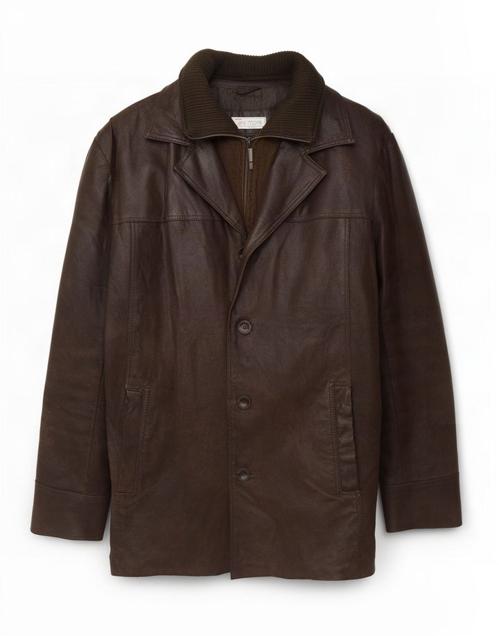 Jaqueta de couro masculina Bata IT 54 2XL marrom