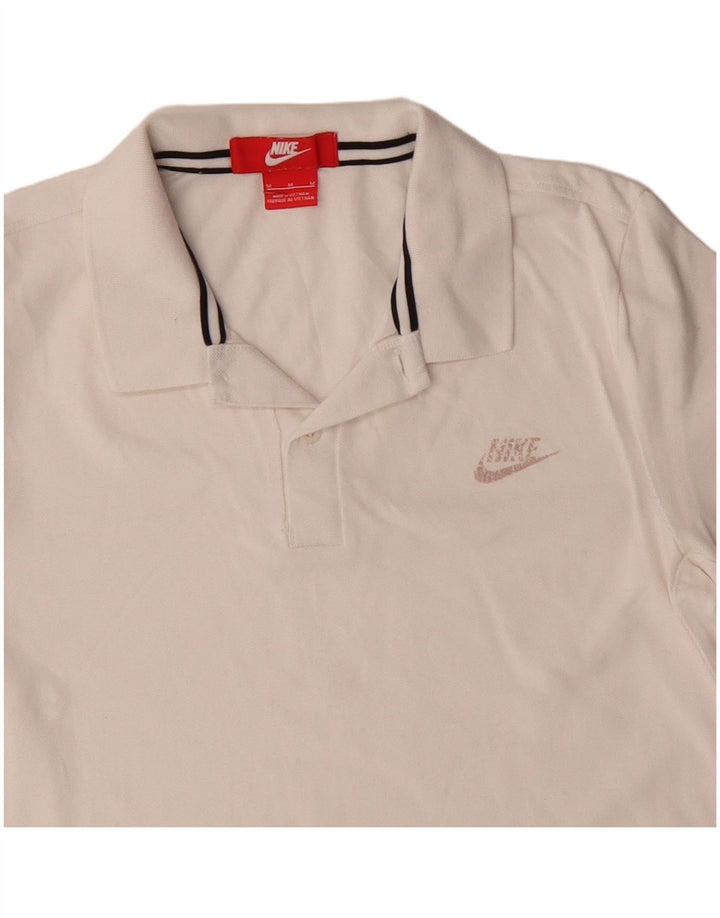 Camisa polo masculina NIKE de algodão branco médio
