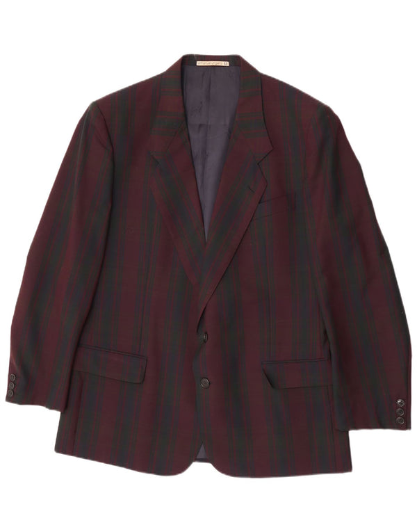 Emanuel Ungaro Jaqueta Blazer Masculina de 2 Botões Reino Unido 38 Médio Borgonha Xadrez