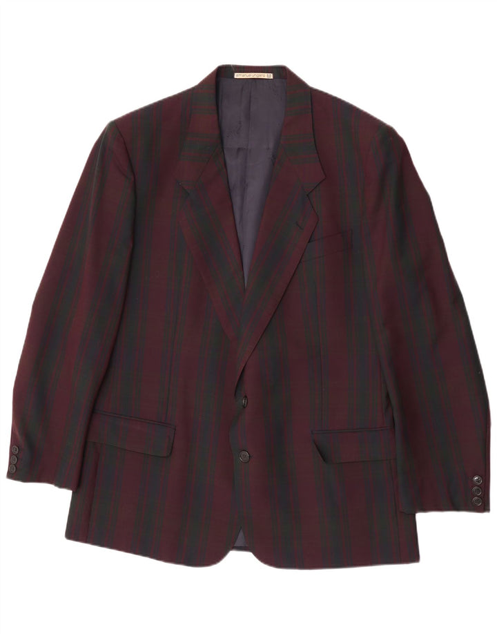 Emanuel Ungaro Jaqueta Blazer Masculina de 2 Botões Reino Unido 38 Médio Borgonha Xadrez