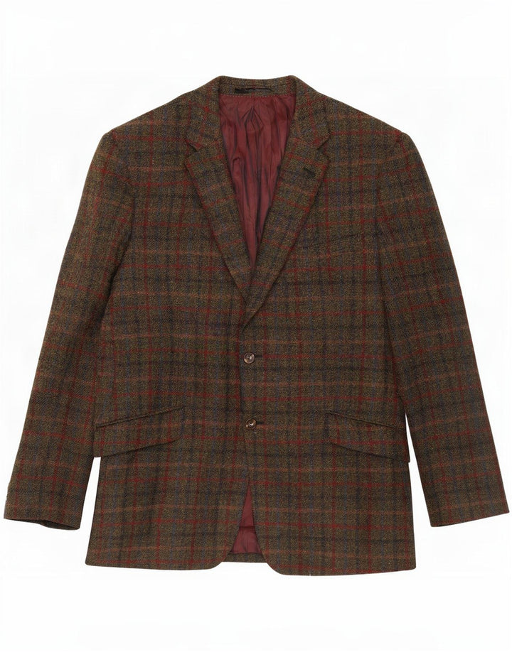 Jaqueta blazer masculina vintage com 2 botões UK 48 4XL Viscose xadrez multicolorida