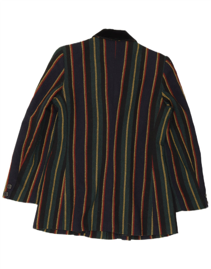 Jaqueta blazer feminina VINTAGE com 2 botões UK 10 pequena listrada multicolorida