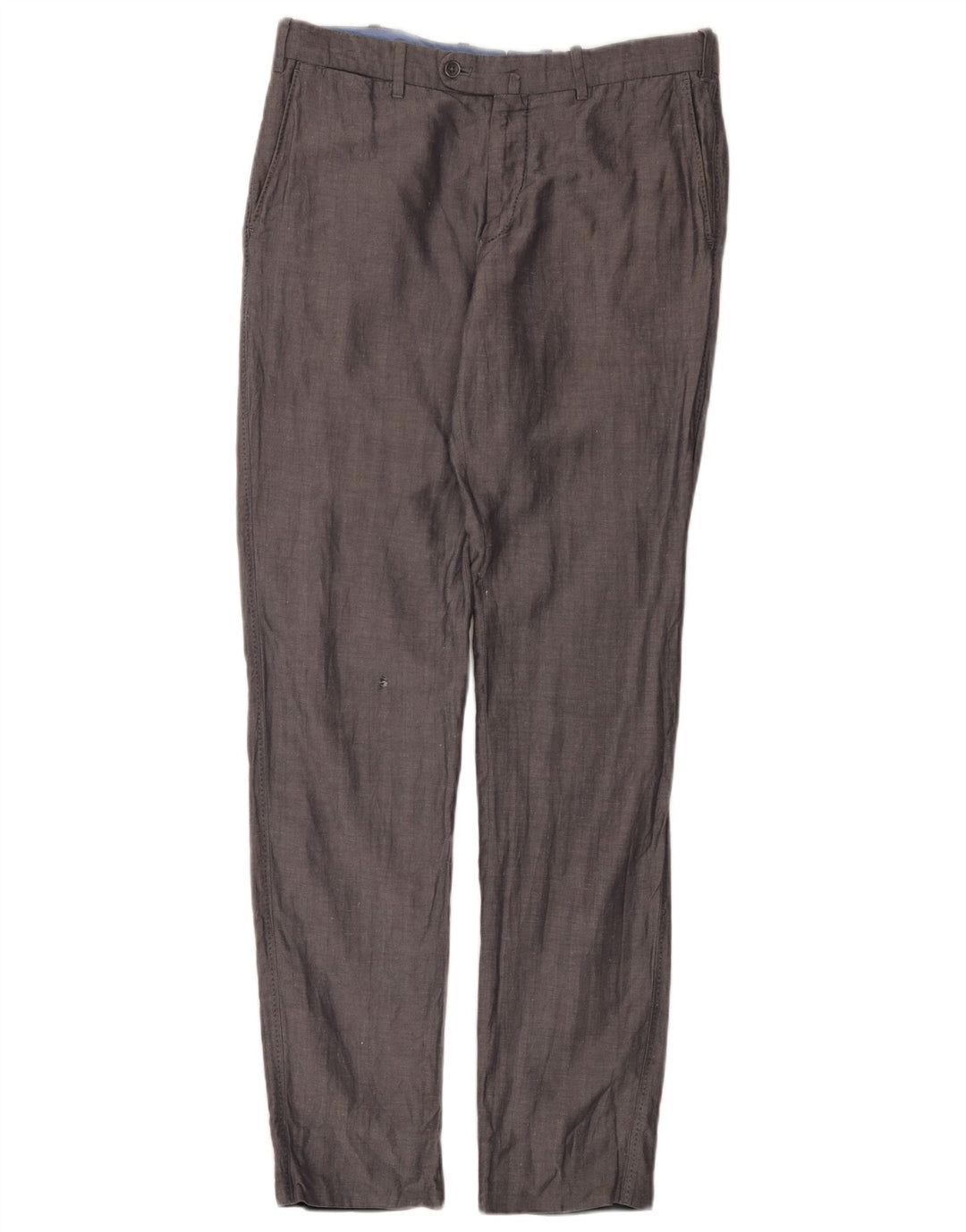 Calça masculina Slim Suit Massimo Dutti EU 42 Grande W32 L32 Espinha de peixe cinza