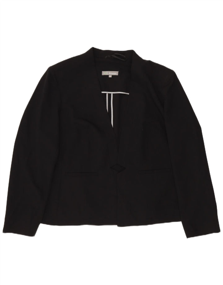 Jaqueta Blazer aberta feminina Marks & Spencer Reino Unido 20 2XL poliéster preto