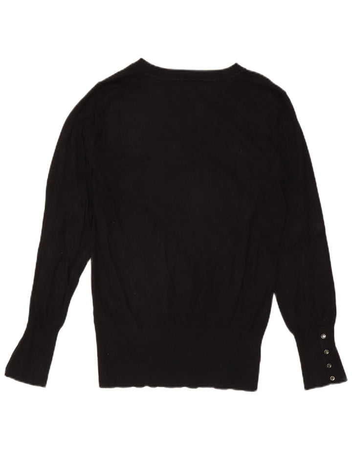 Suéter feminino Guess com gola redonda e viscose preta média UK 12