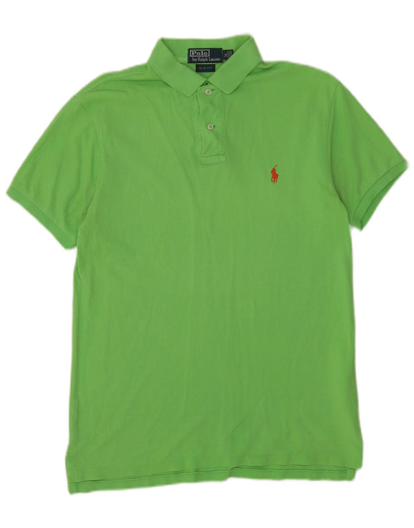Camisa polo masculina Polo Ralph Lauren Slim Fit algodão verde médio